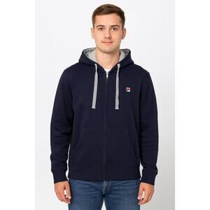 FILA Men's Full-Zip Hoodie Sweatshirt - Navy Blue, Size Medium NWT